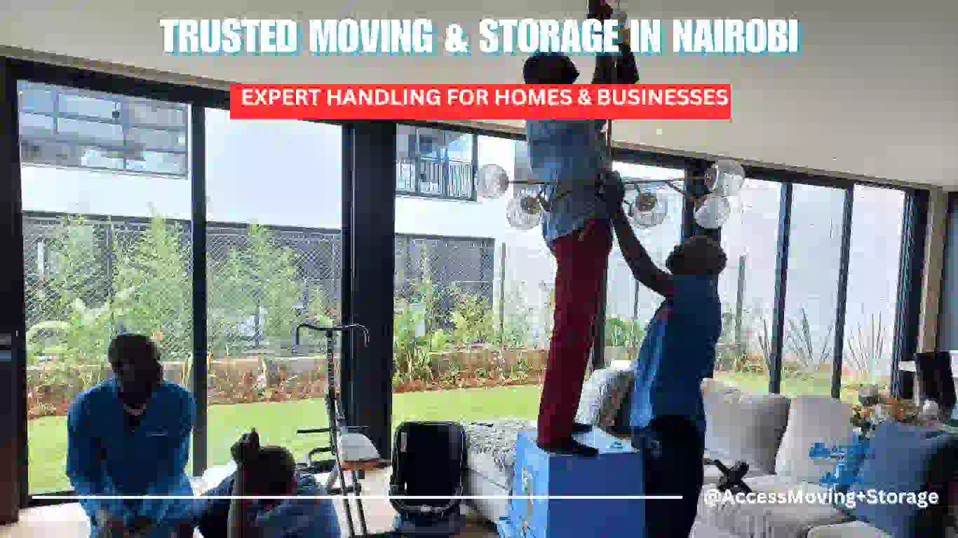 Best movers in Nairobi from Access Movers Kenya Fixing a Chandelier.
